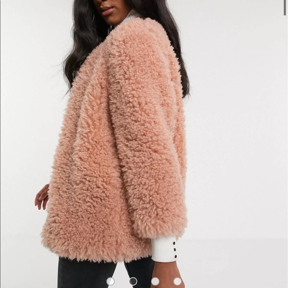 MANGO Pink Faux Fur Jacket NWT - Picture 3 of 7